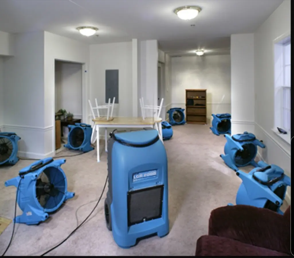 Air movers and dehumidifier setup for Water Extraction & Removal in Santaquin